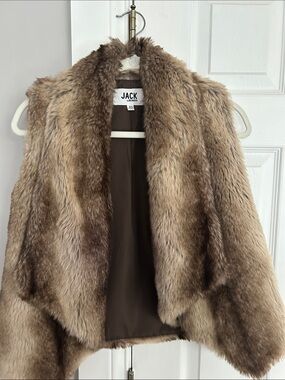 Jack by BB Dakota Faux Fur Vest in Warm Brown Tones